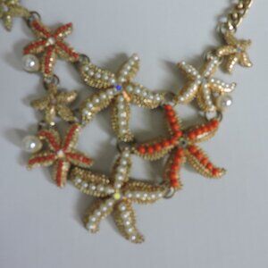 Orange and Silver Star fish necklace